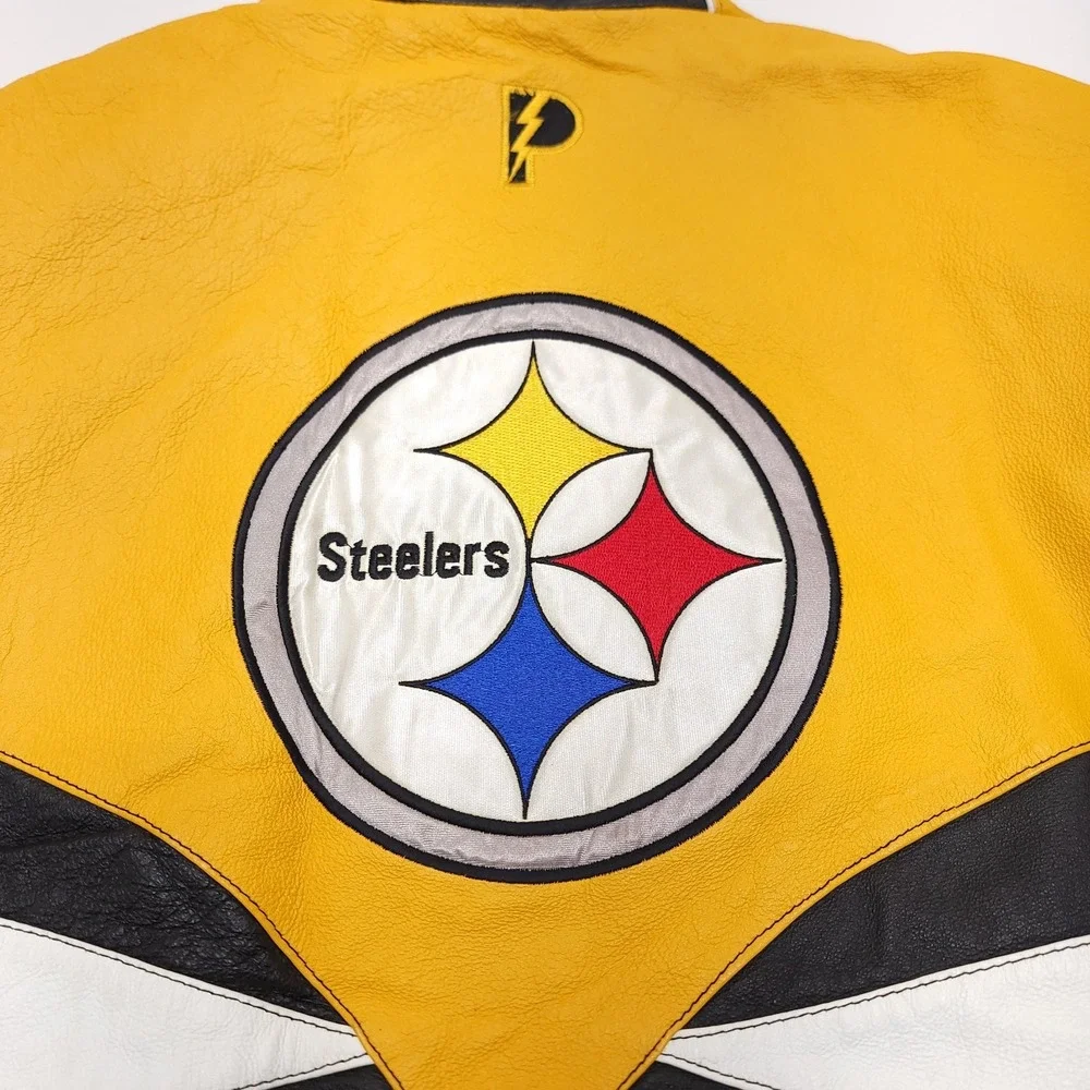 Vintage Pittsburgh Steelers Leather Jacket Large Pro Player Daniel‎ Young Bomber